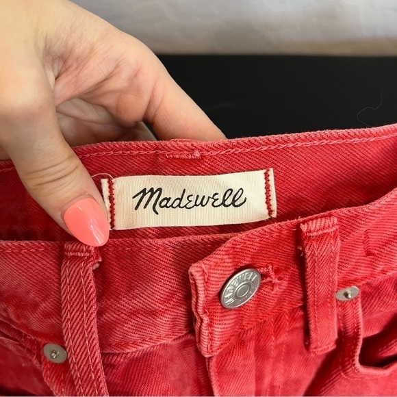 Madewell Women’s Mom Jeans Garment Dyed Edition Red Salmon Ankle 25 - Picture 8 of 8
